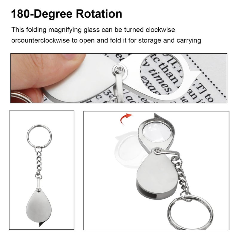 Rongon Small Pocket Magnifying Glass 10X Jewelers Loupe Magnifier Folding Magnifying Lens Keychain Jewelry Loop for Apply to Reading Science Jewelry Hobbies Books - Image 3